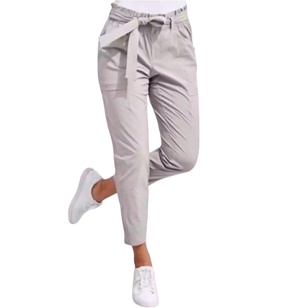 Athleta Skyline‎ II Paper-Bag High Waist Pants 8 Abalone Gray Stretch Pockets